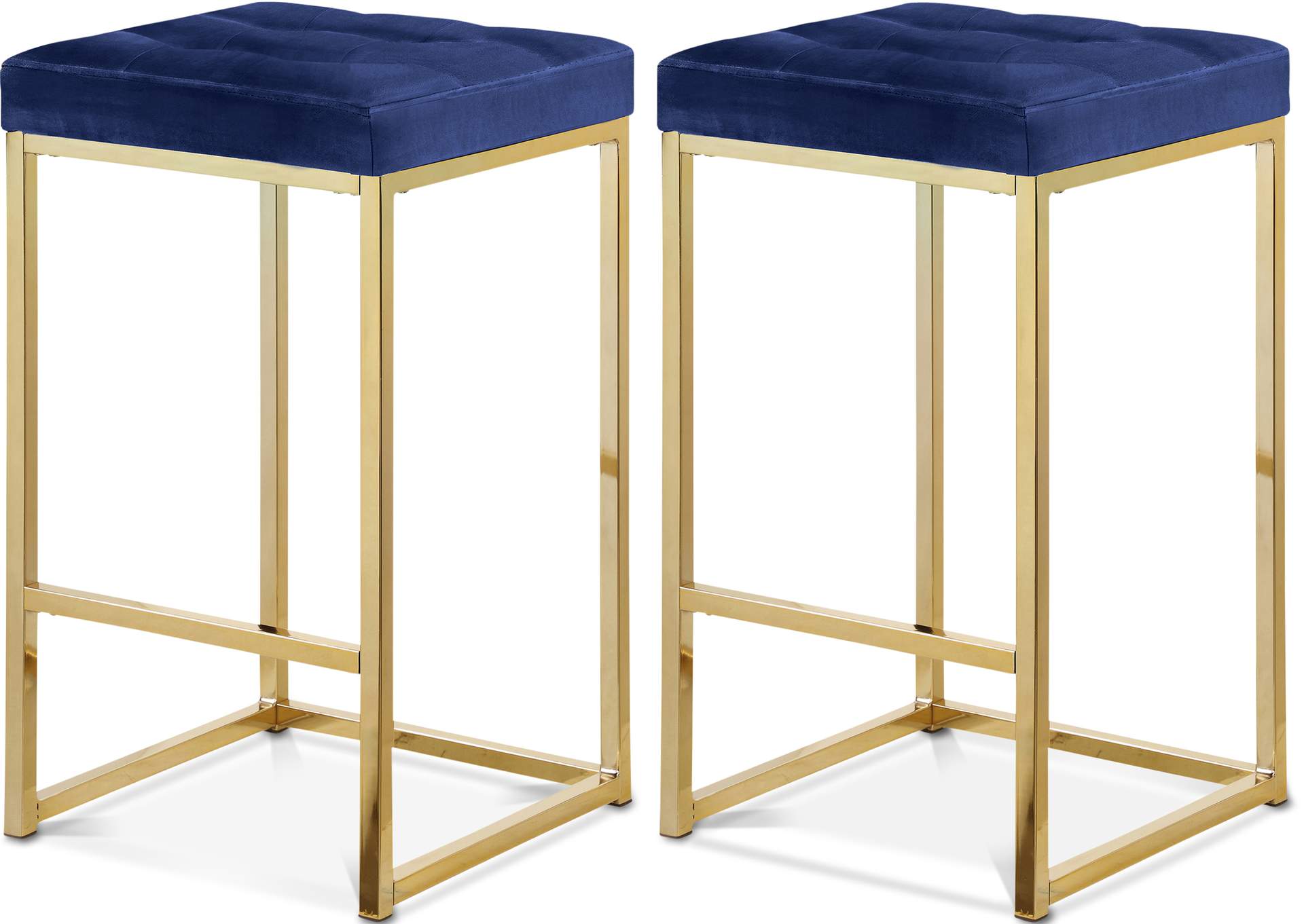 Nicola Navy Velvet Stool Set of 2,Meridian Furniture