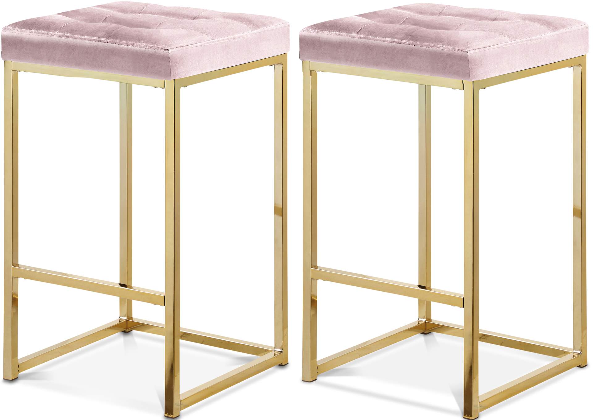 Nicola Pink Velvet Stool Set of 2,Meridian Furniture