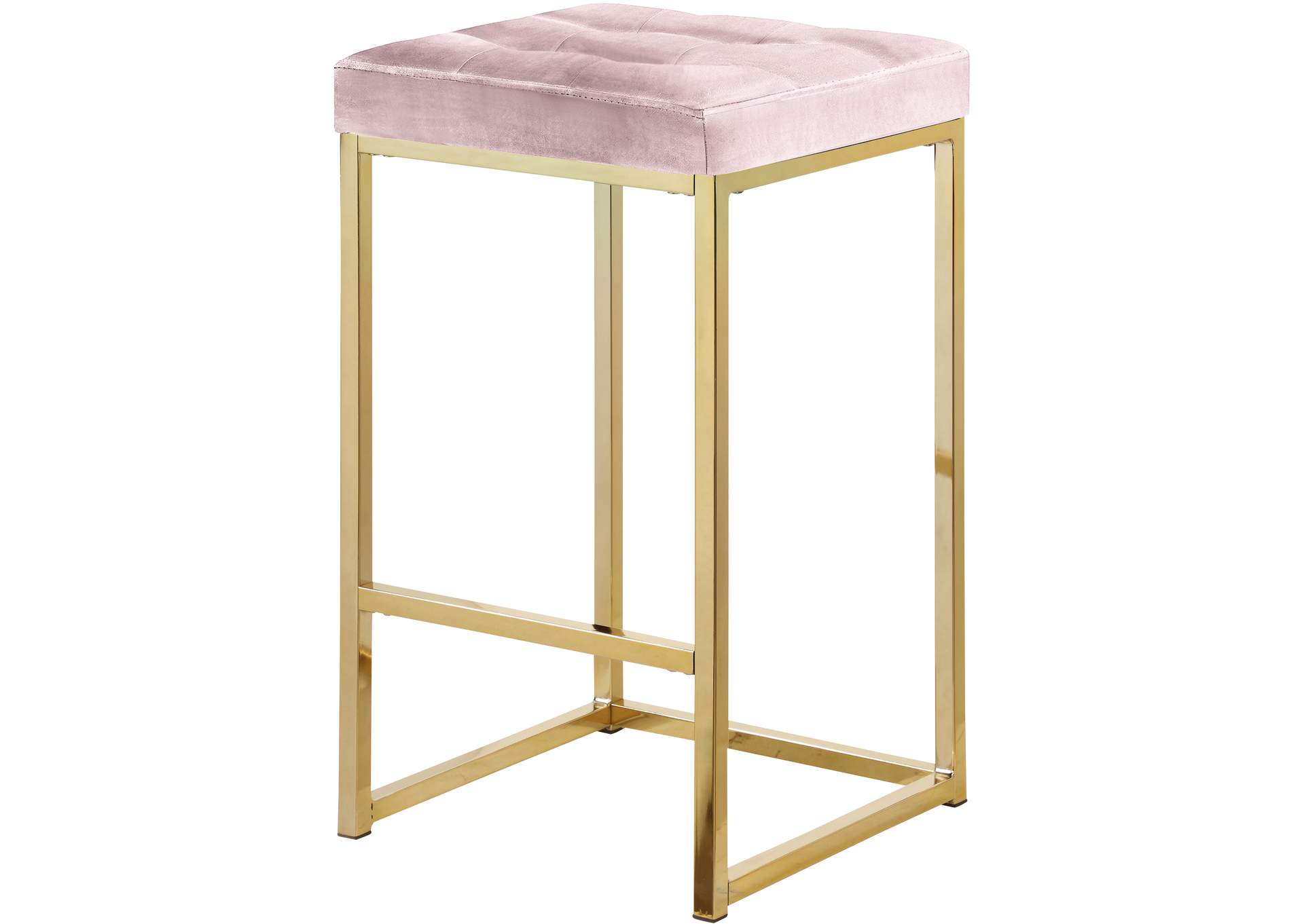 Nicola Pink Velvet Stool Set of 2,Meridian Furniture