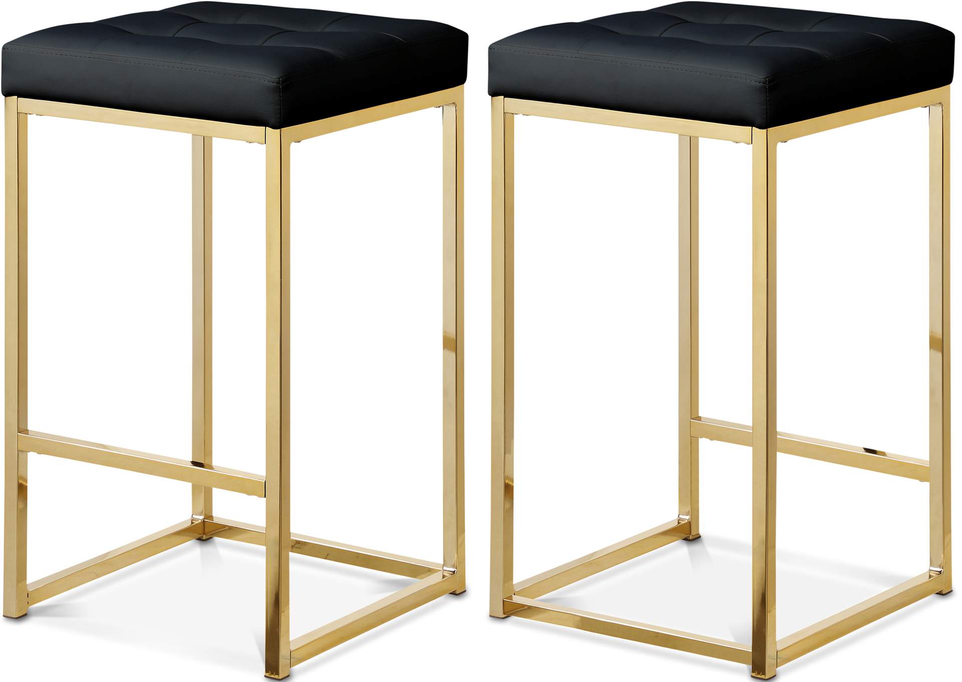 Nicola Black Faux Leather Stool Set of 2,Meridian Furniture