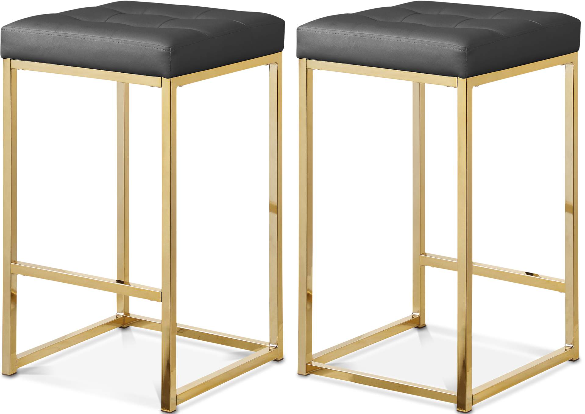 Nicola Grey Faux Leather Stool Set of 2,Meridian Furniture