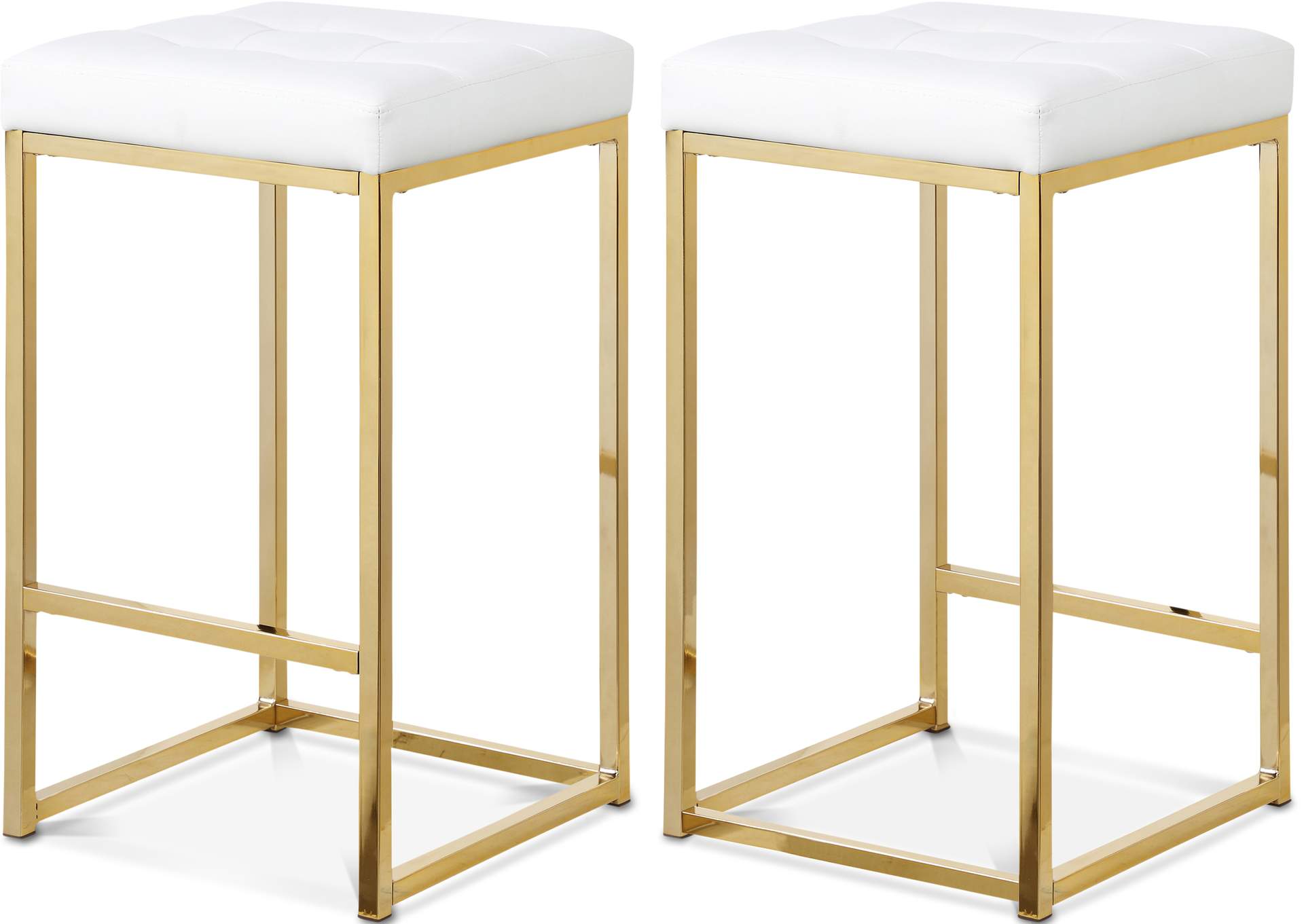 Nicola White Faux Leather Stool Set of 2,Meridian Furniture