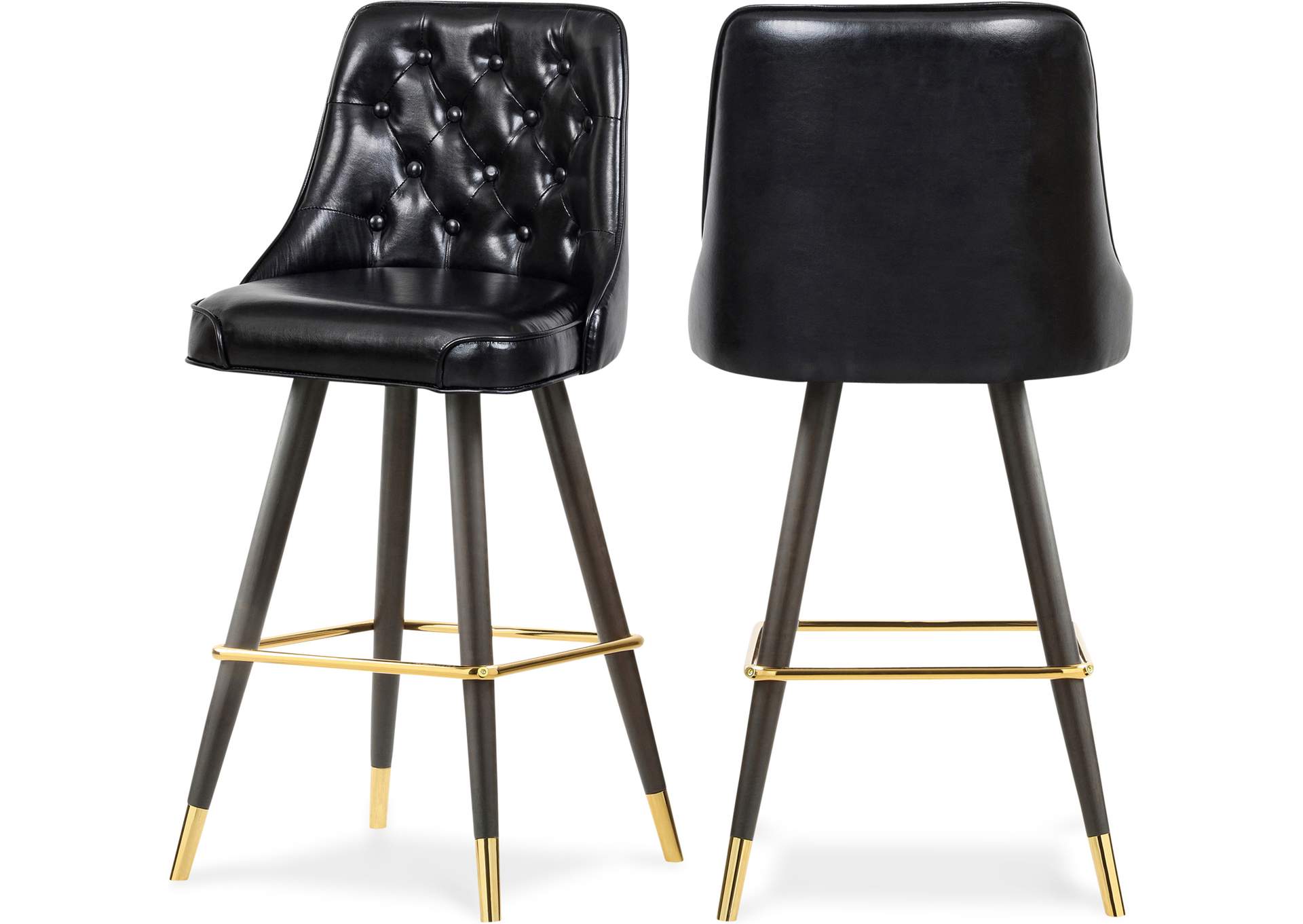 Portnoy Black Faux Leather Counter - Bar Stool Set of 2,Meridian Furniture