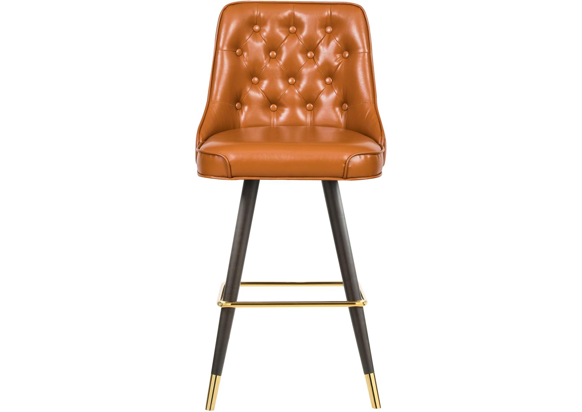 Portnoy Cognac Faux Leather Counter - Bar Stool Set of 2,Meridian Furniture