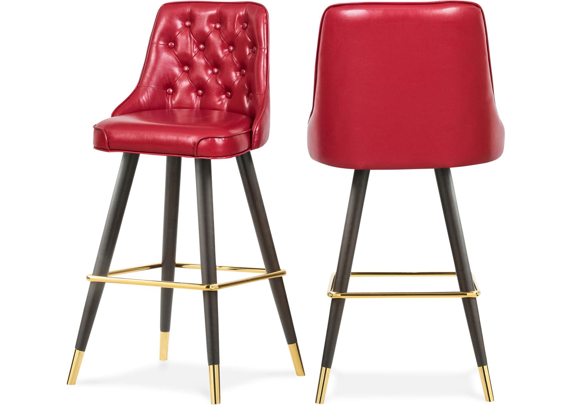 Portnoy Red Faux Leather Counter - Bar Stool Set of 2,Meridian Furniture