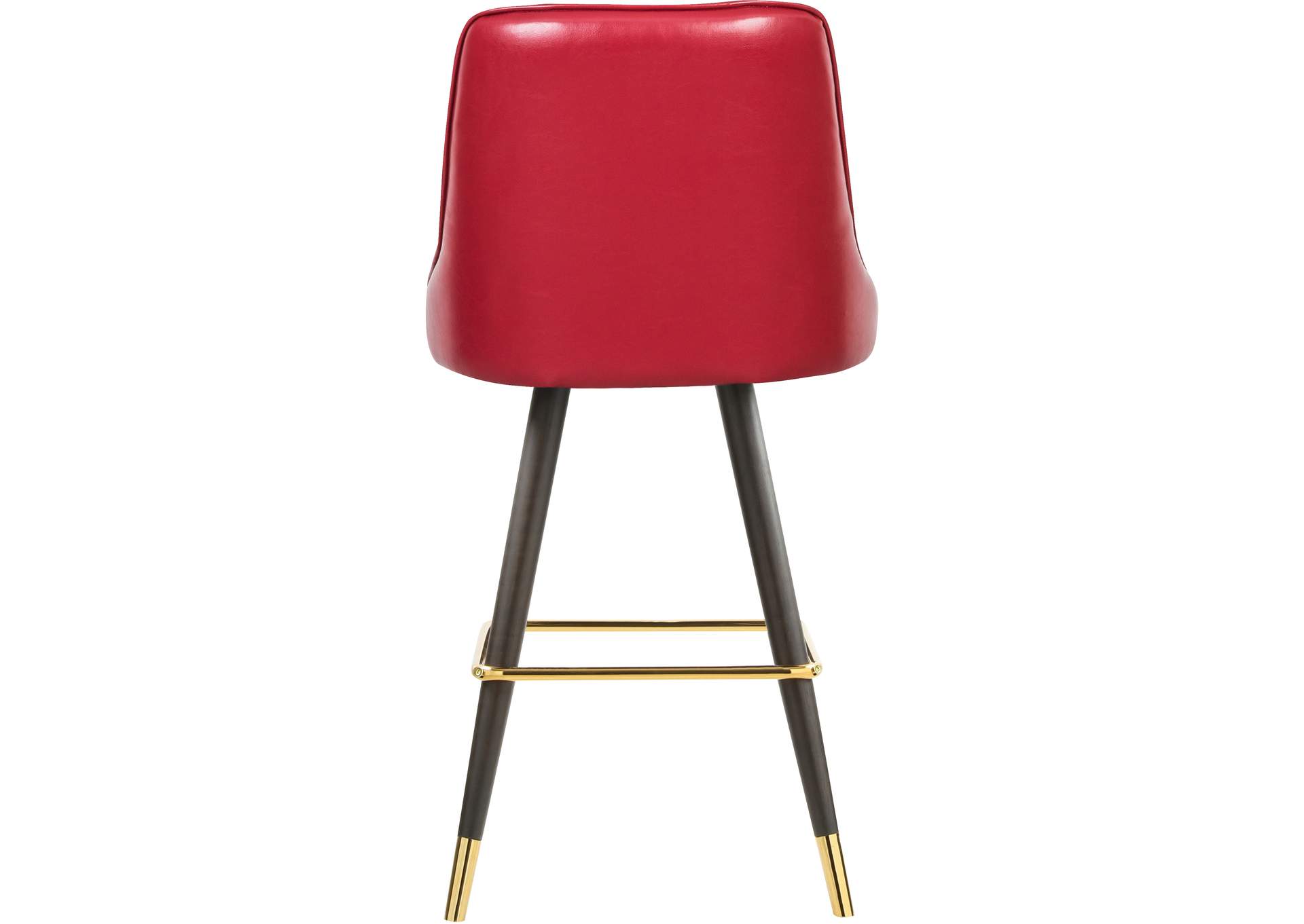 Portnoy Red Faux Leather Counter - Bar Stool Set of 2,Meridian Furniture