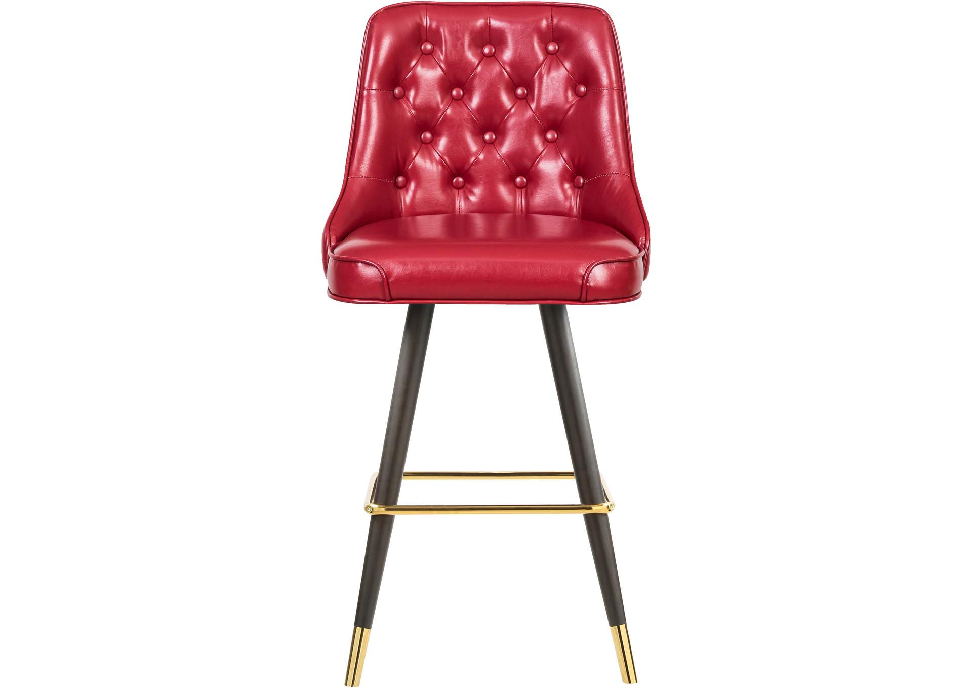 Portnoy Red Faux Leather Counter - Bar Stool Set of 2,Meridian Furniture