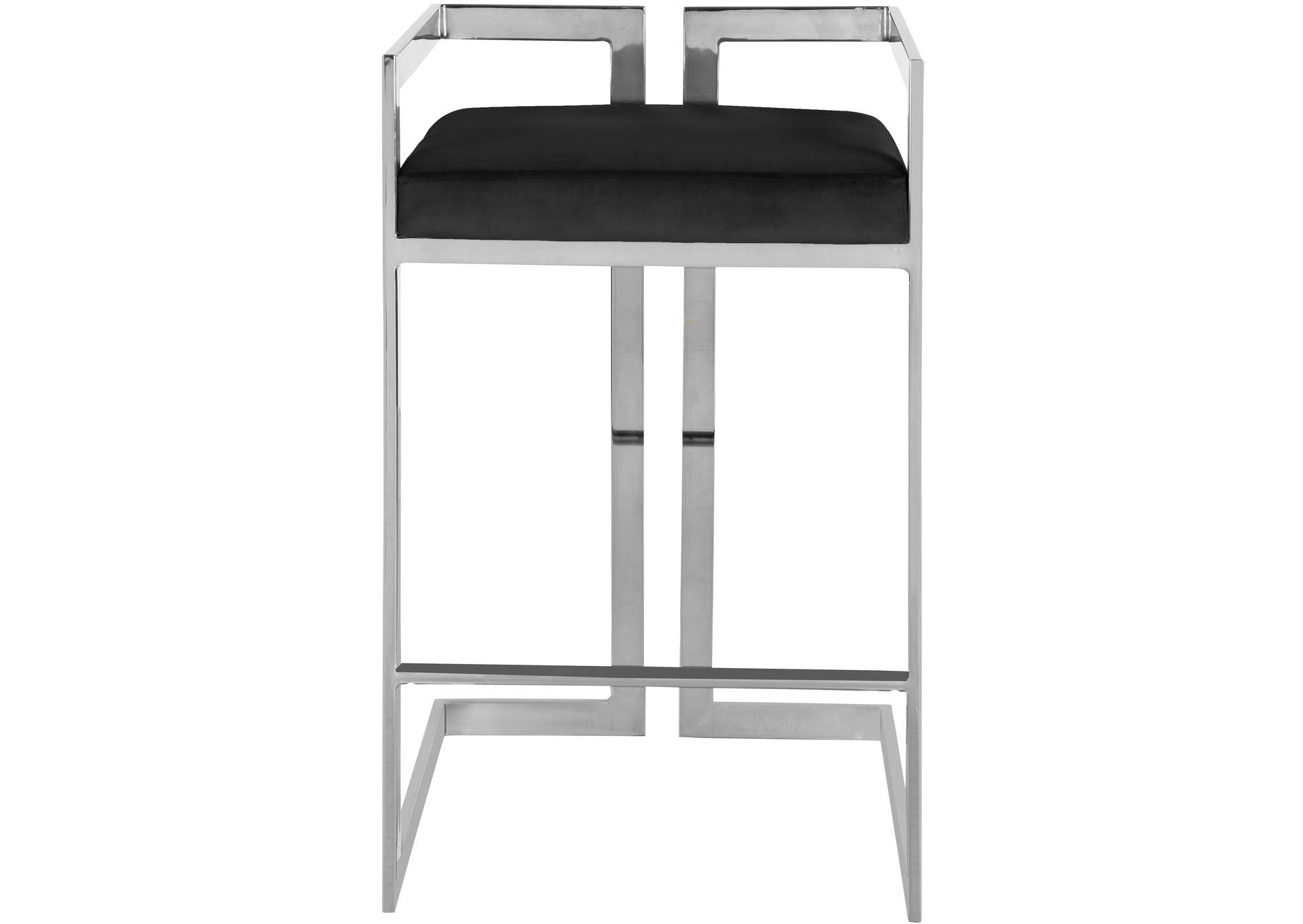 Ezra Black Velvet Stool Set of 2,Meridian Furniture