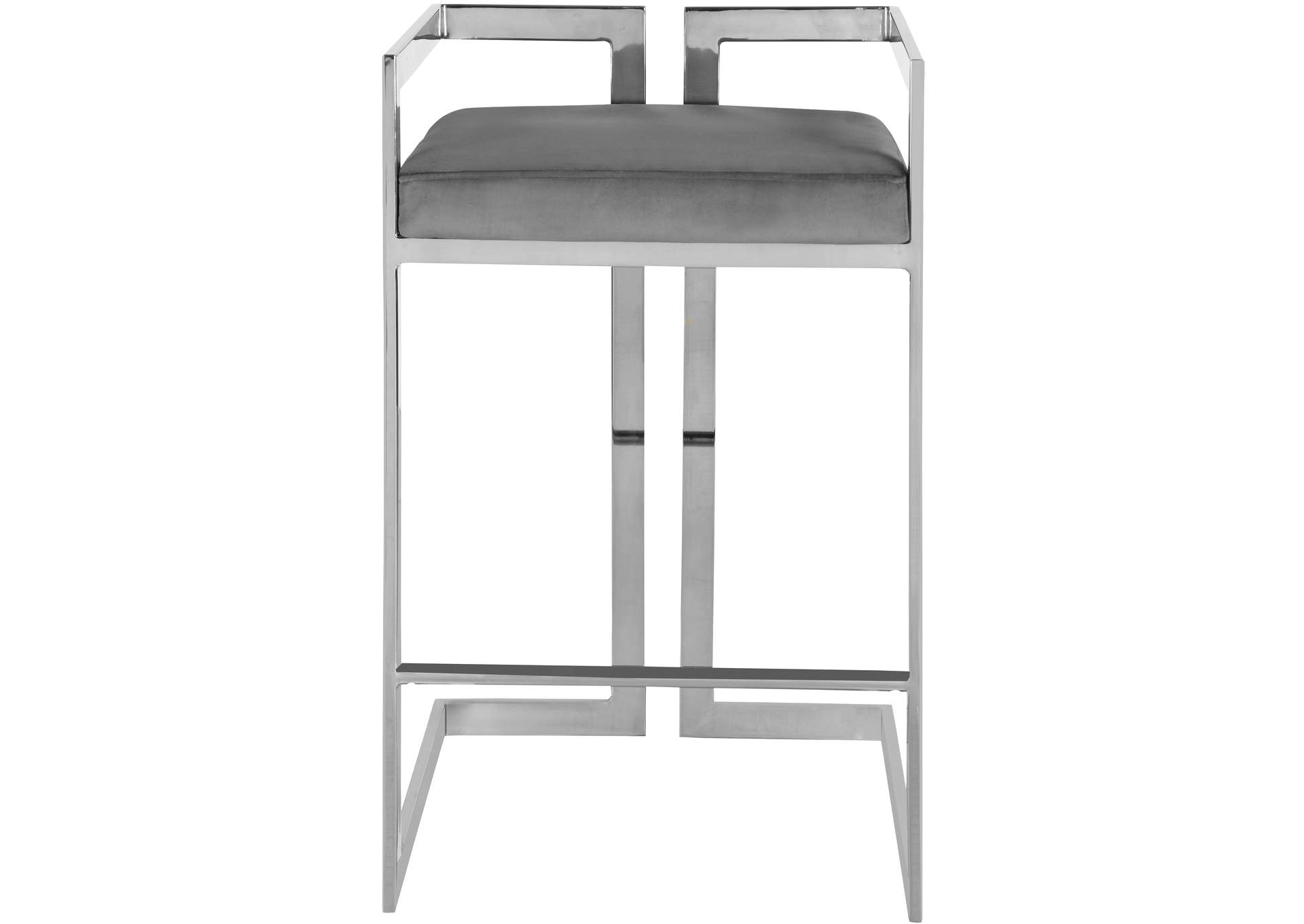 Ezra Grey Velvet Stool Set of 2,Meridian Furniture