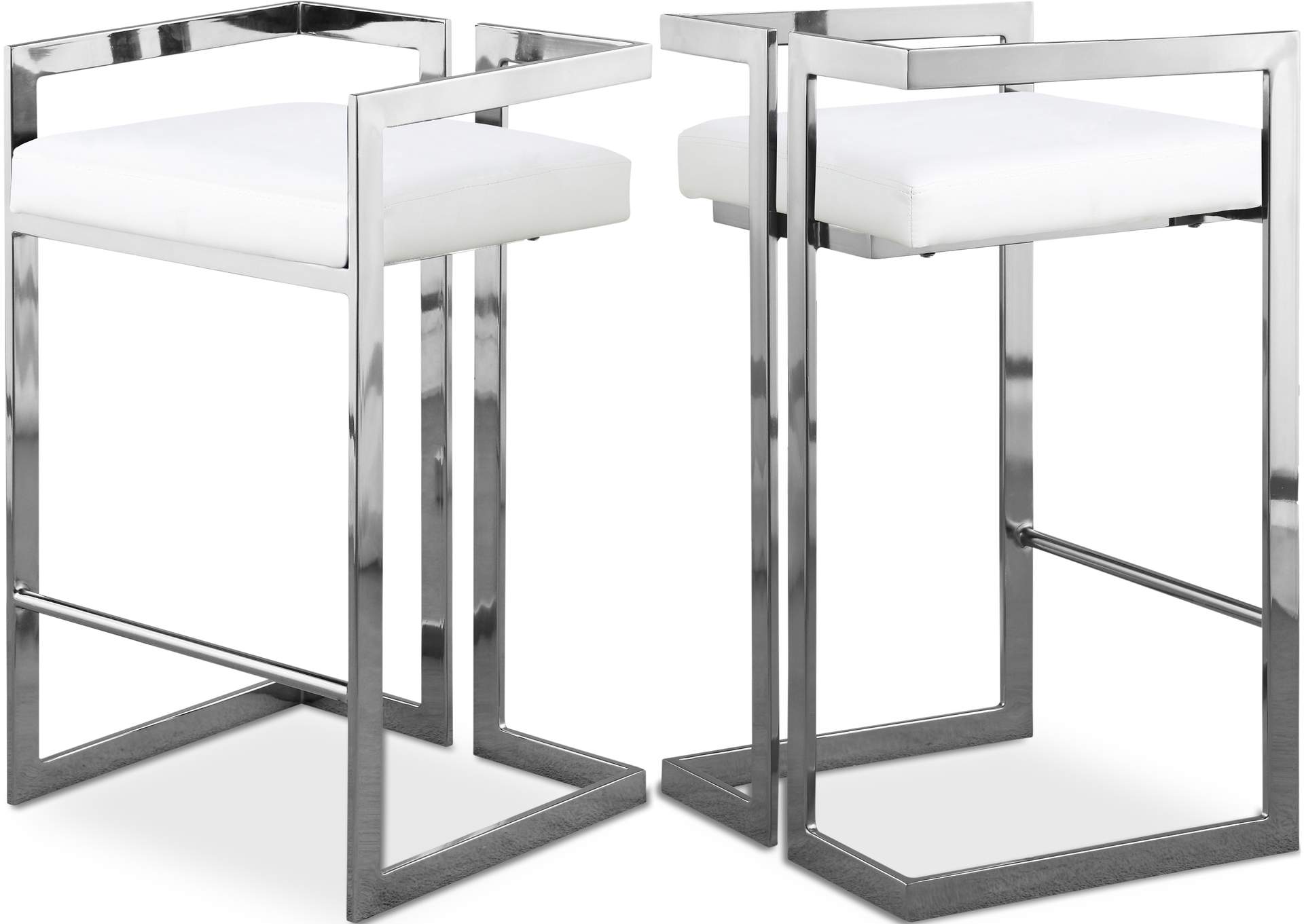 Ezra White Faux Leather Stool Set of 2,Meridian Furniture