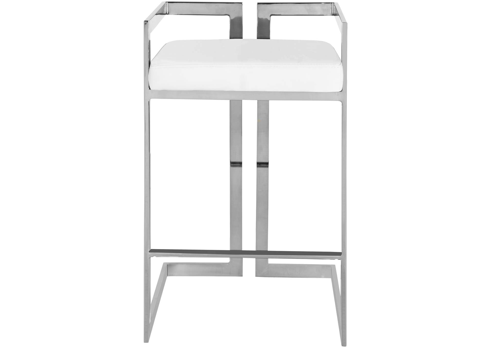 Ezra White Faux Leather Stool Set of 2,Meridian Furniture