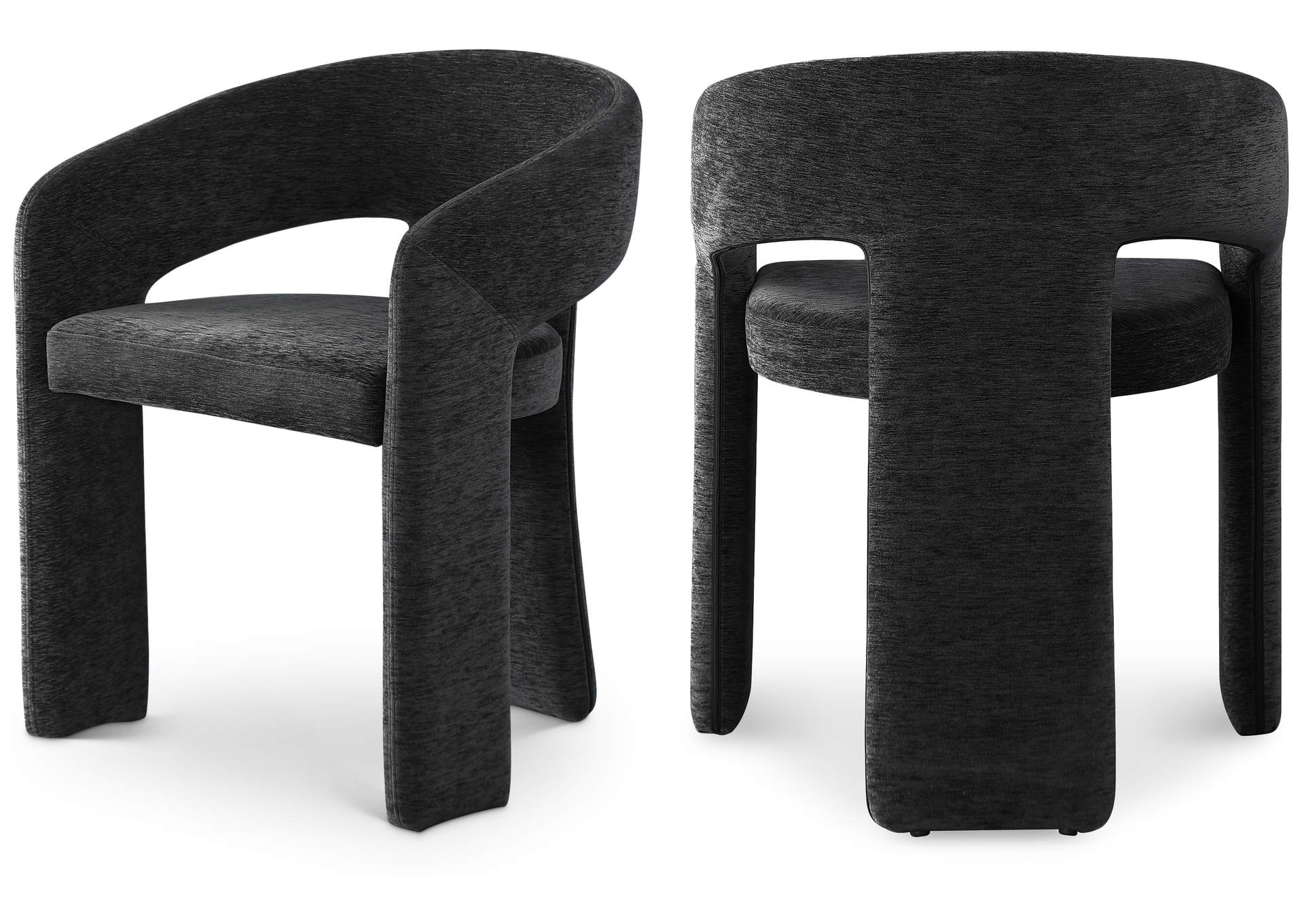 Rendition Black Plush Fabric Dining Chair,Meridian Furniture