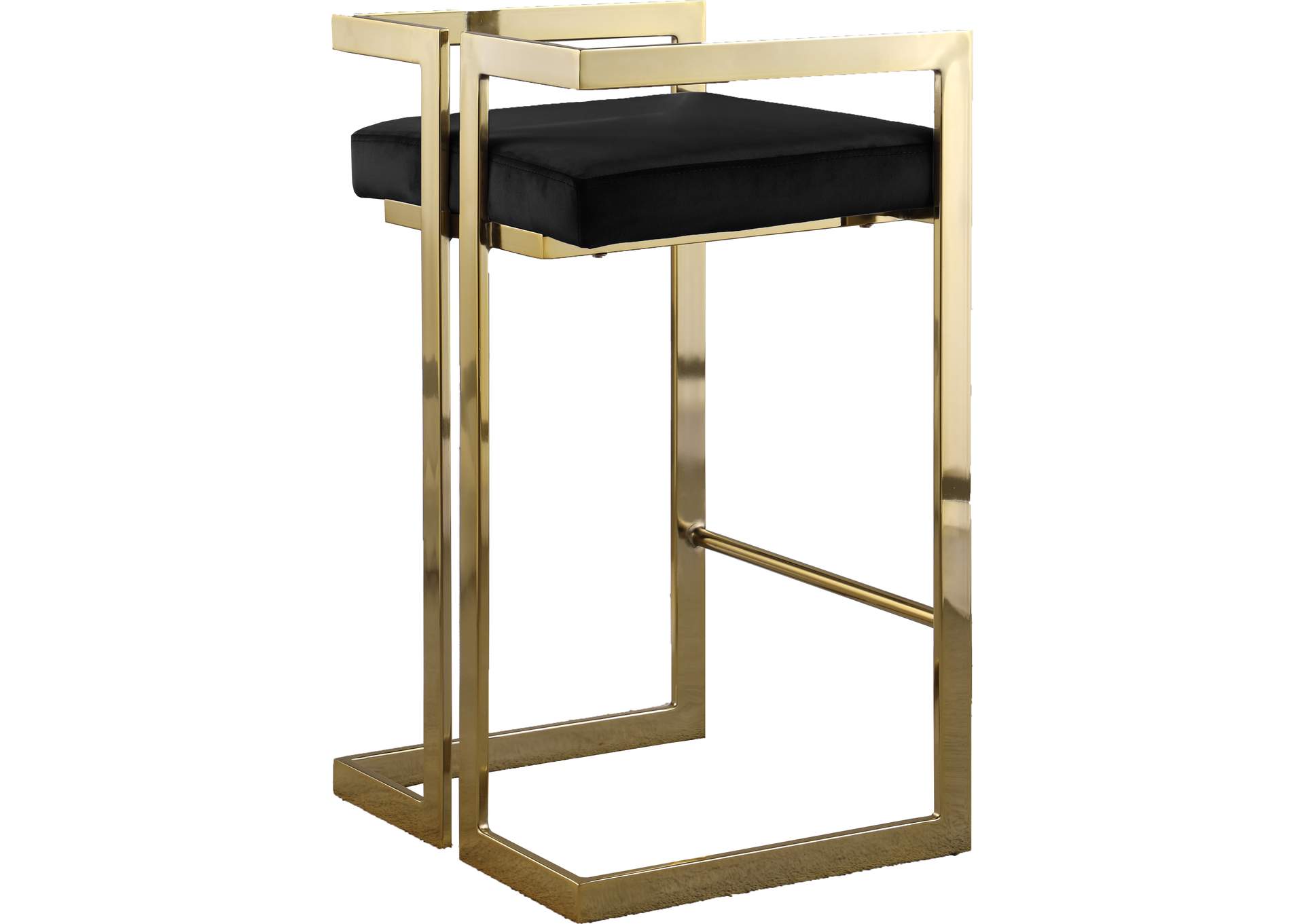 Ezra Black Velvet Stool Set of 2,Meridian Furniture