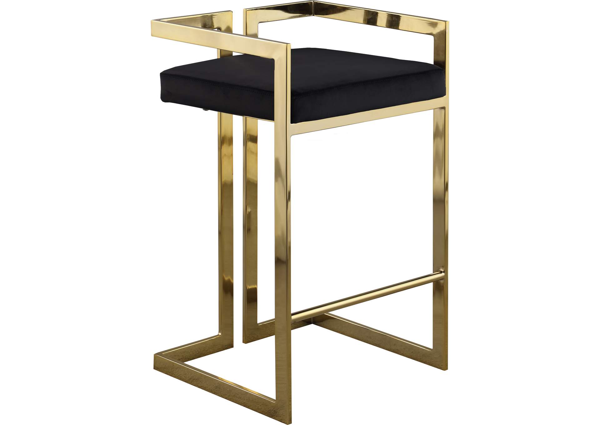 Ezra Black Velvet Stool Set of 2,Meridian Furniture