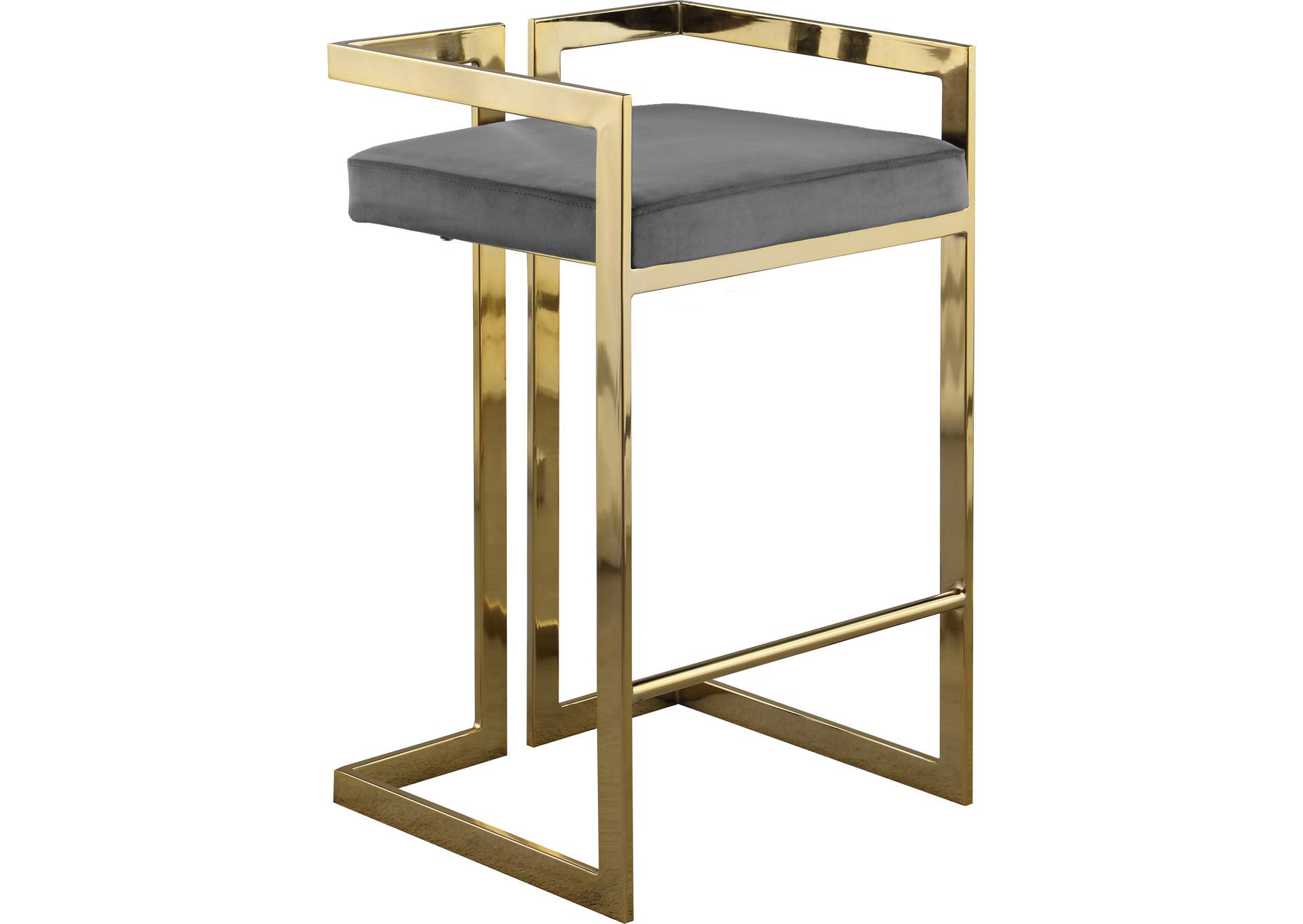 Ezra Grey Velvet Stool Set of 2,Meridian Furniture