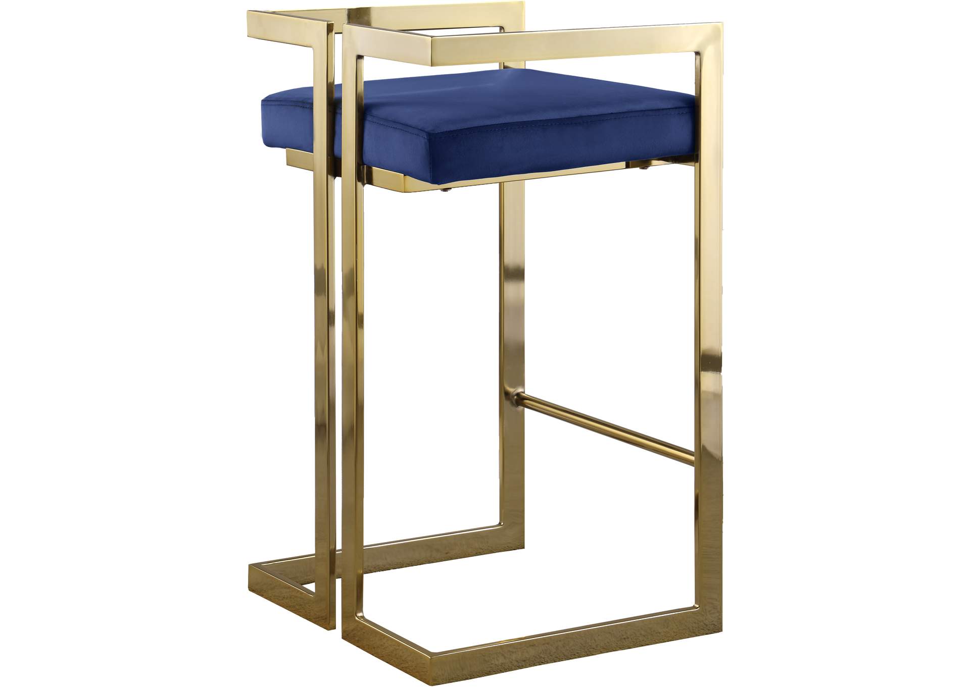 Ezra Navy Velvet Stool Set of 2,Meridian Furniture