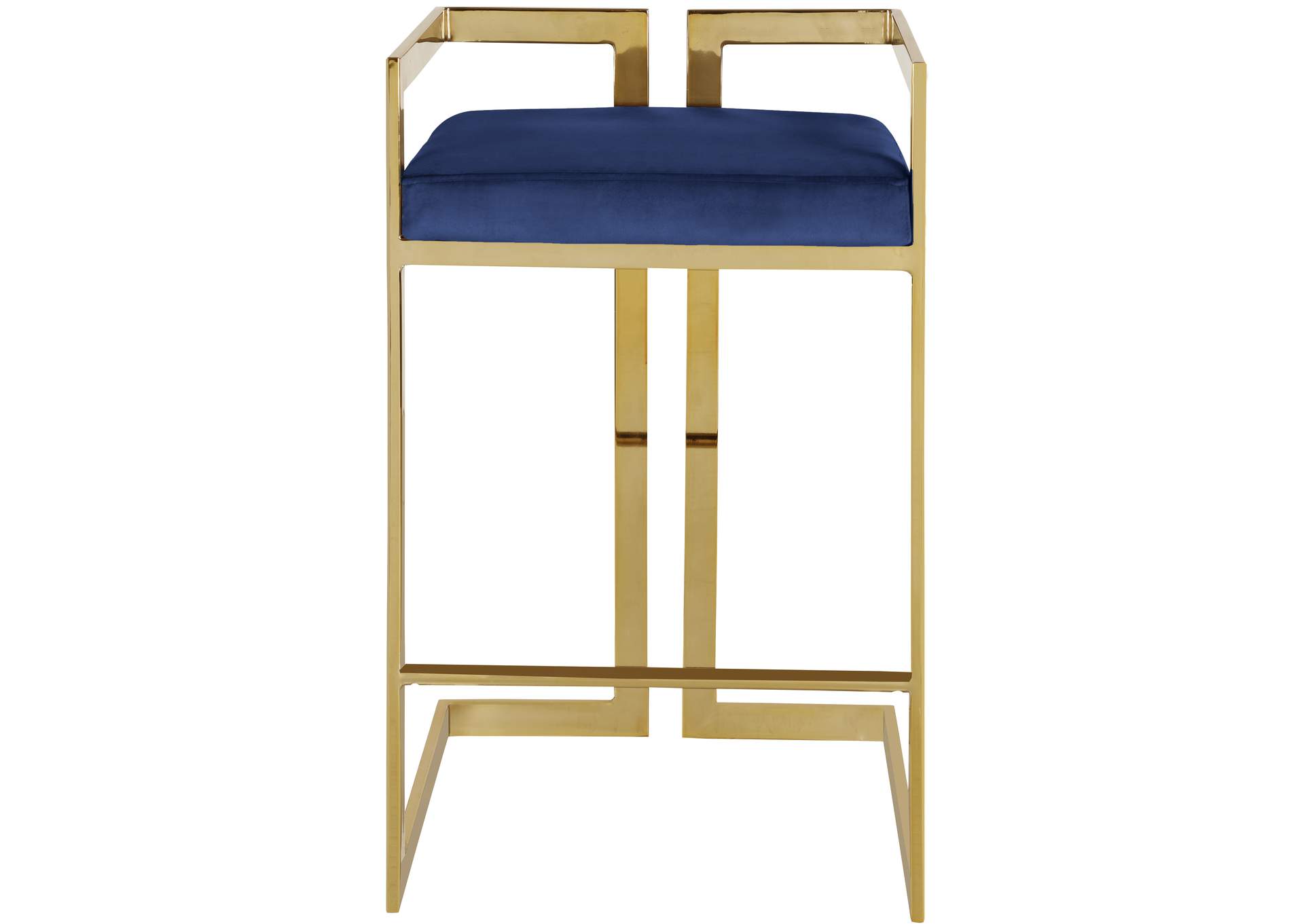 Ezra Navy Velvet Stool Set of 2,Meridian Furniture