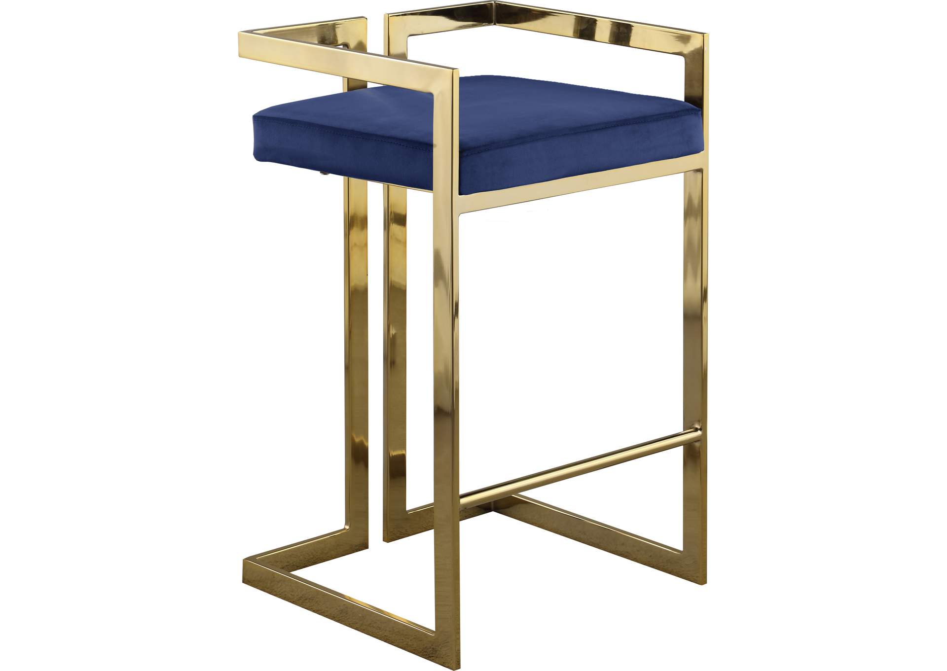 Ezra Navy Velvet Stool Set of 2,Meridian Furniture