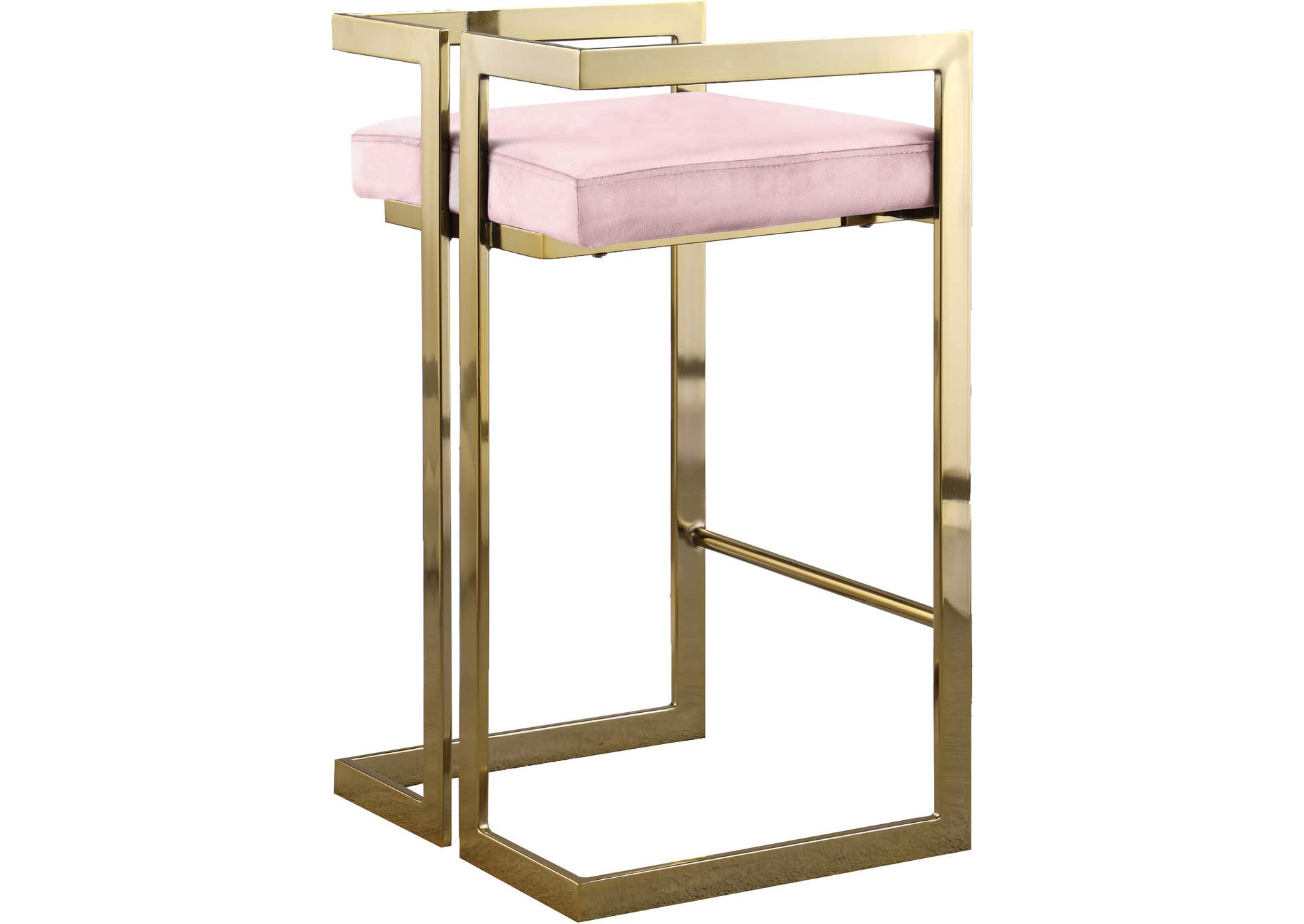 Ezra Pink Velvet Stool,Meridian Furniture