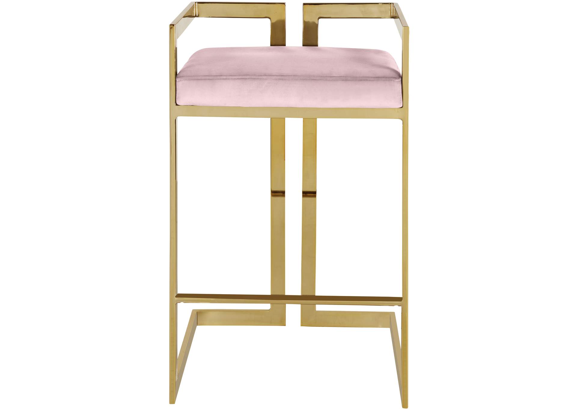 Ezra Pink Velvet Stool,Meridian Furniture