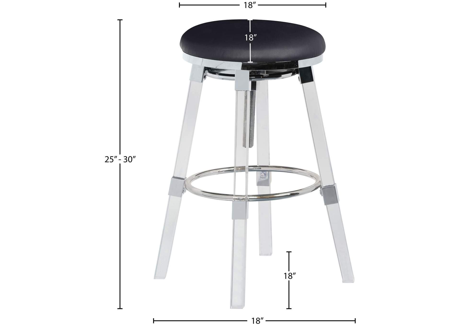 Venus Black Faux Leather Adjustable Stool,Meridian Furniture