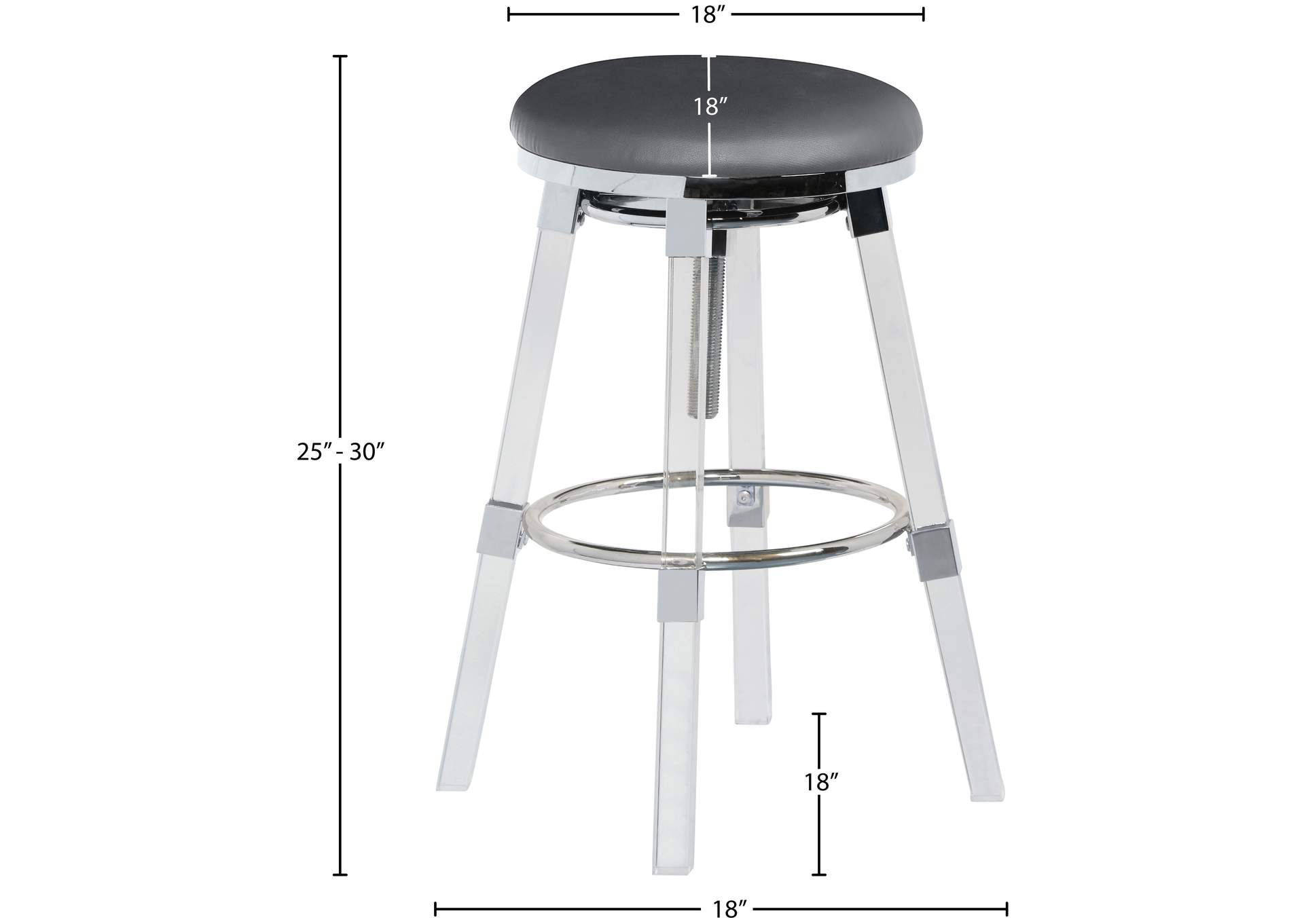 Venus Grey Faux Leather Adjustable Stool,Meridian Furniture