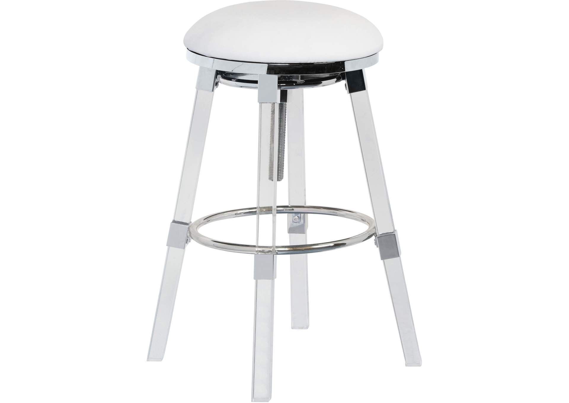 Venus White Faux Leather Adjustable Stool,Meridian Furniture