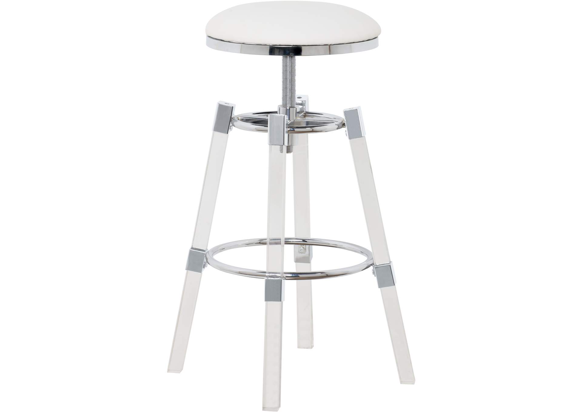 Venus White Faux Leather Adjustable Stool,Meridian Furniture