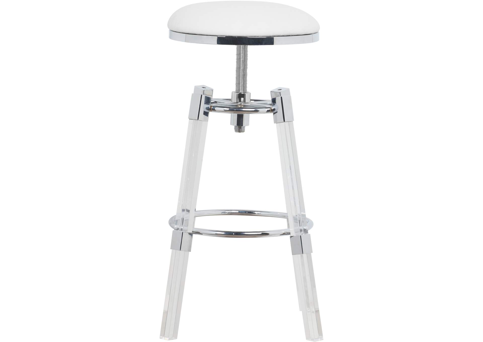 Venus White Faux Leather Adjustable Stool,Meridian Furniture