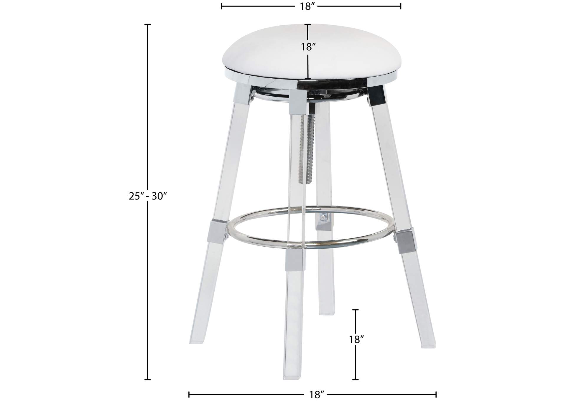 Venus White Faux Leather Adjustable Stool,Meridian Furniture