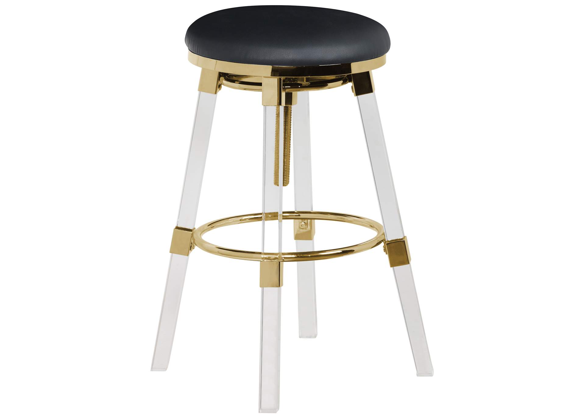 Venus Black Faux Leather Adjustable Stool,Meridian Furniture