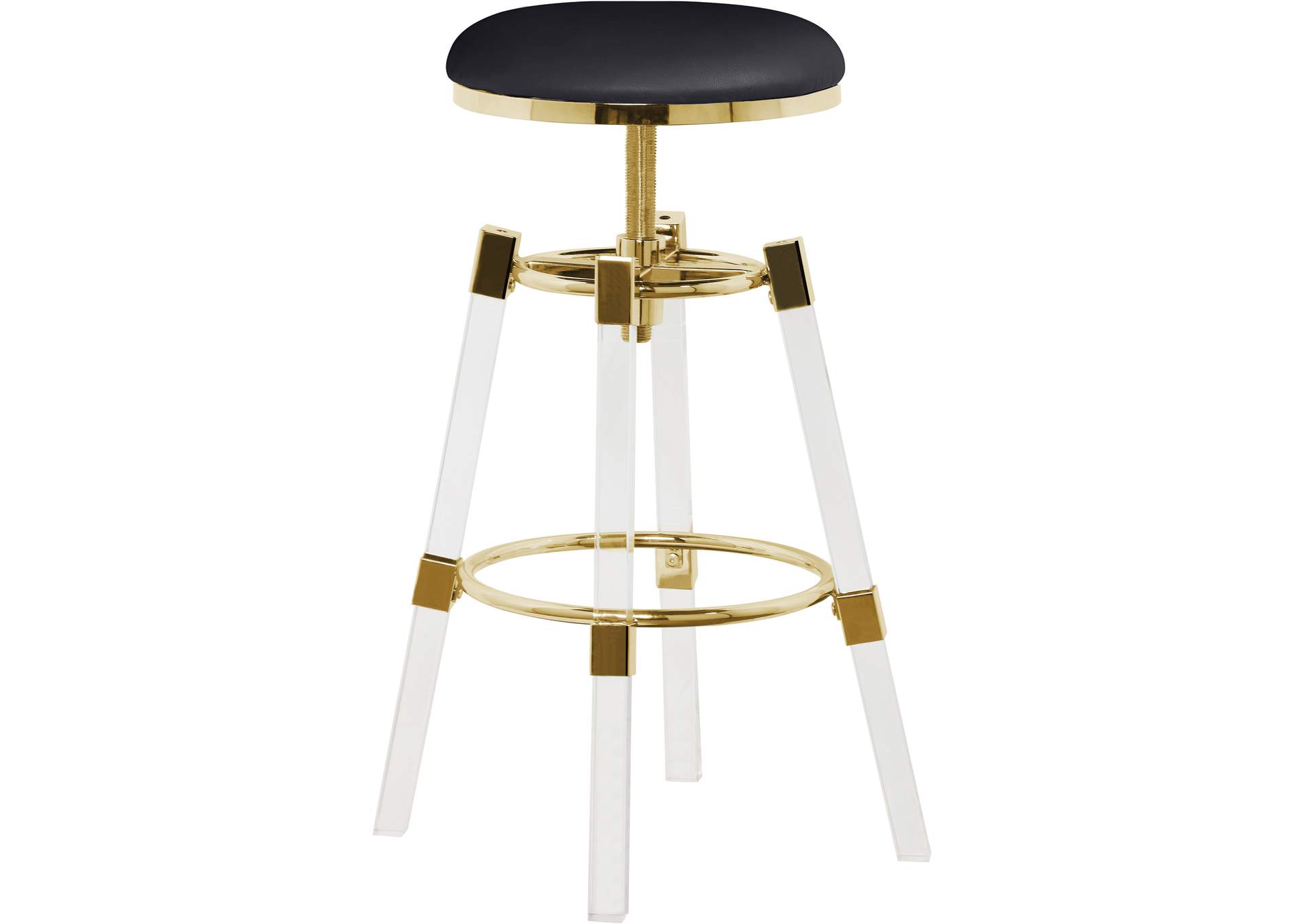 Venus Black Faux Leather Adjustable Stool,Meridian Furniture