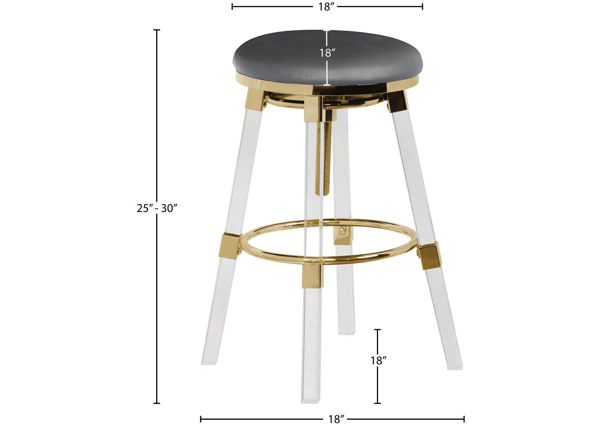 Venus Grey Faux Leather Adjustable Stool,Meridian Furniture