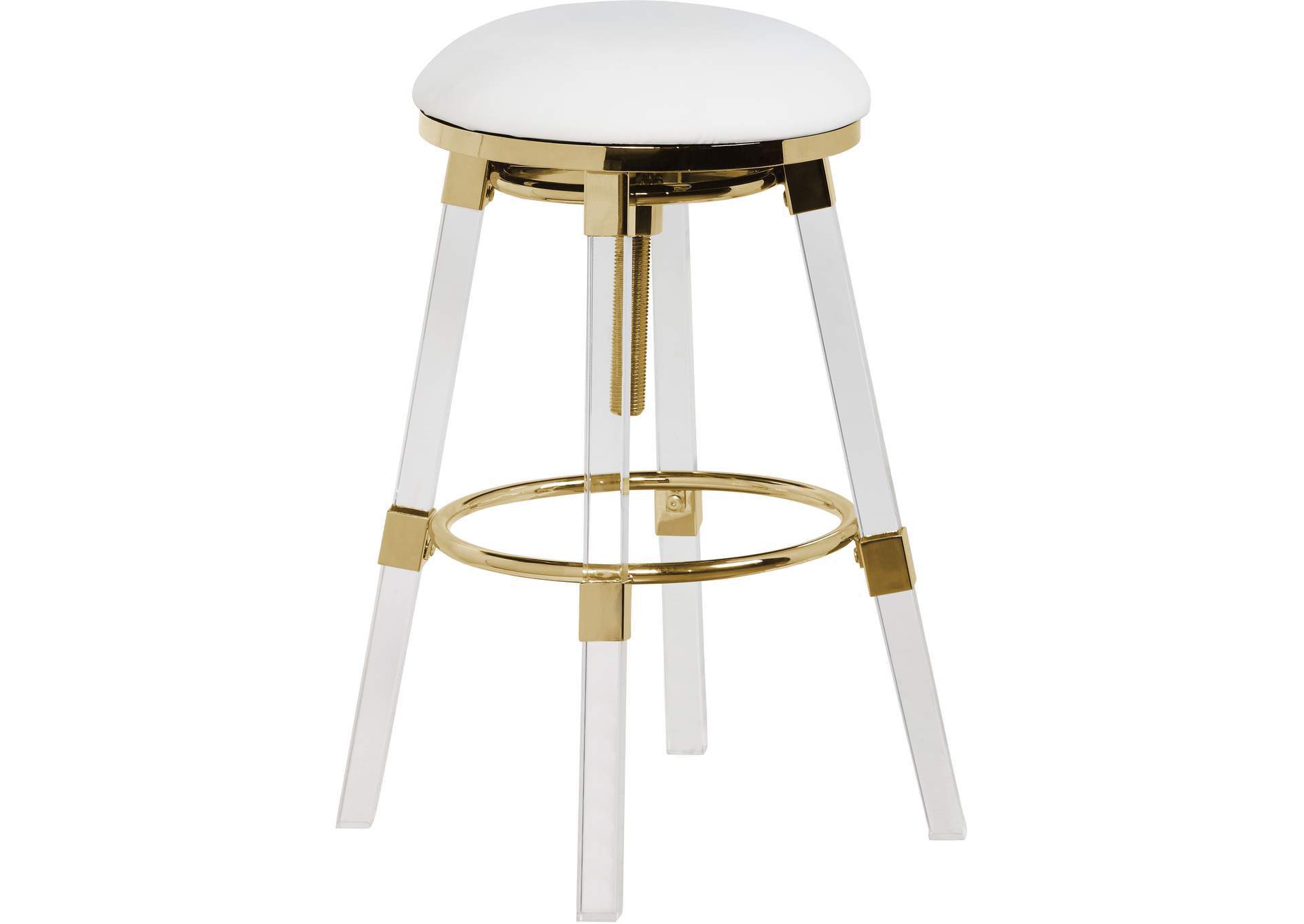 Venus White Faux Leather Adjustable Stool,Meridian Furniture