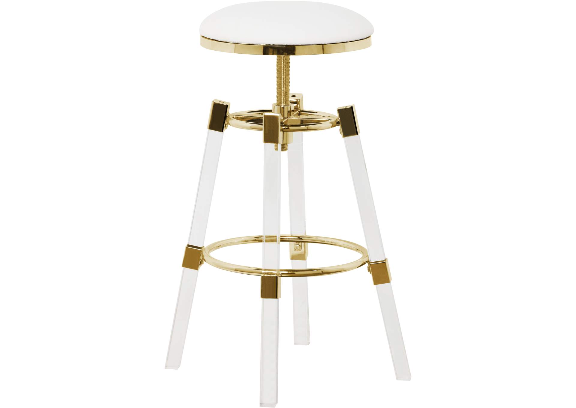 Venus White Faux Leather Adjustable Stool,Meridian Furniture