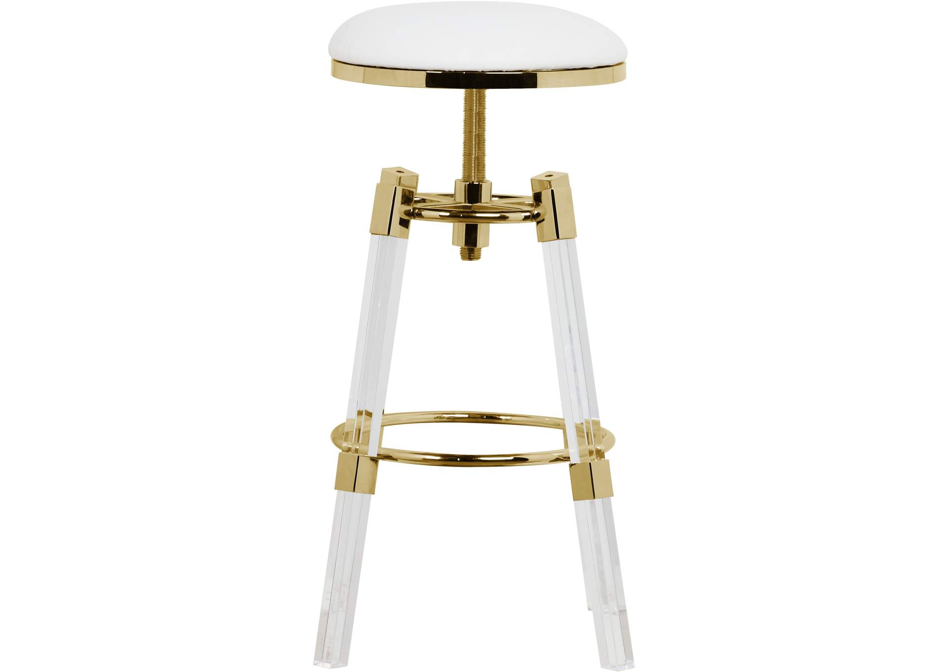 Venus White Faux Leather Adjustable Stool,Meridian Furniture