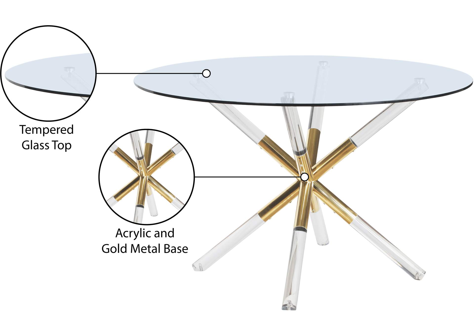 Mercury Acrylic - Gold Dining Table,Meridian Furniture