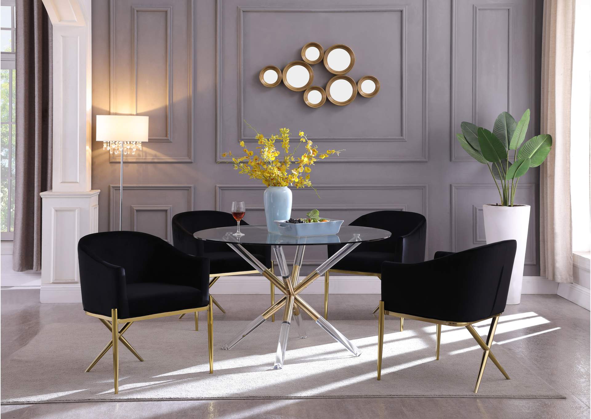 Mercury Acrylic - Gold Dining Table,Meridian Furniture