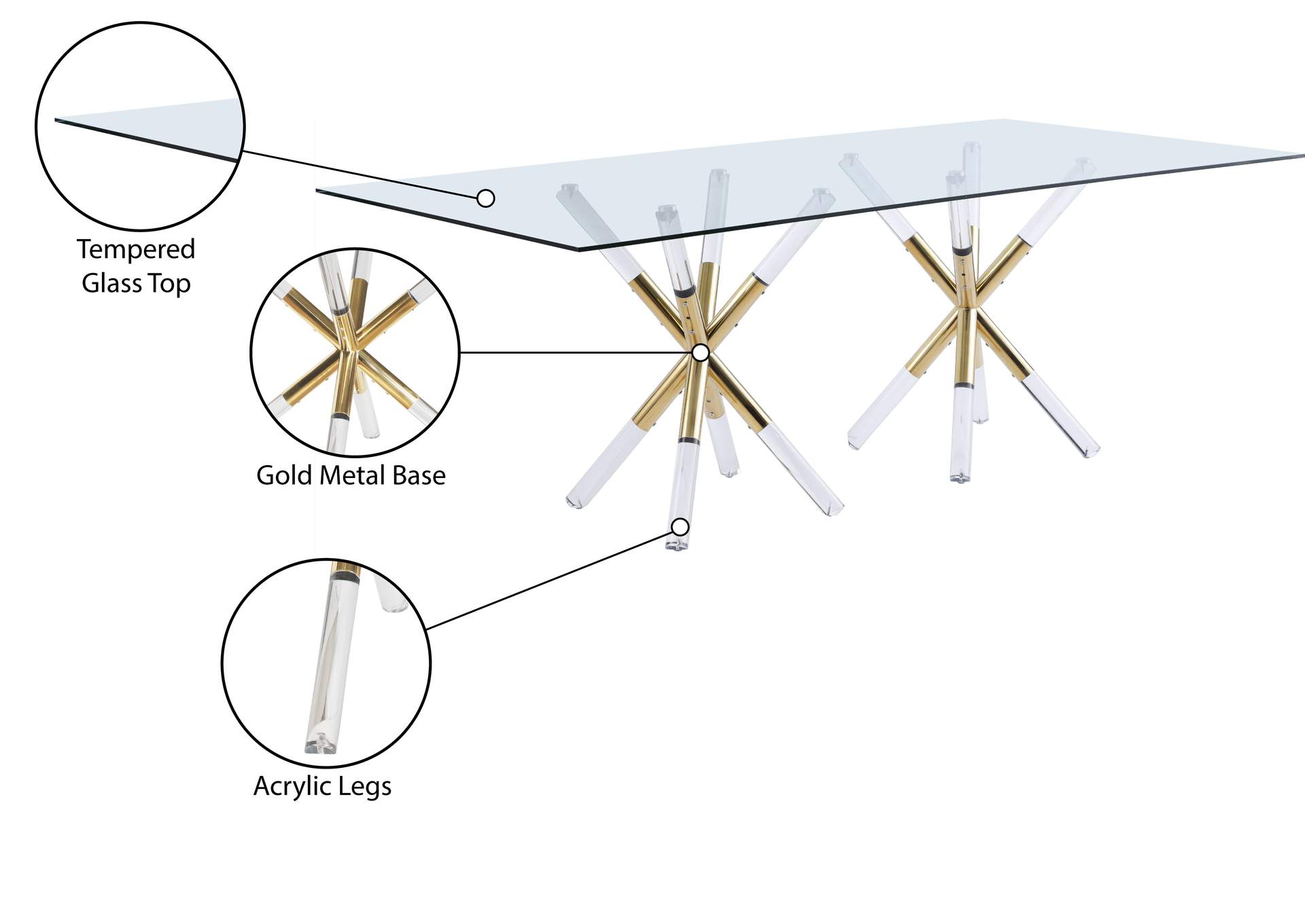 Mercury Acrylic - Gold Dining Table,Meridian Furniture