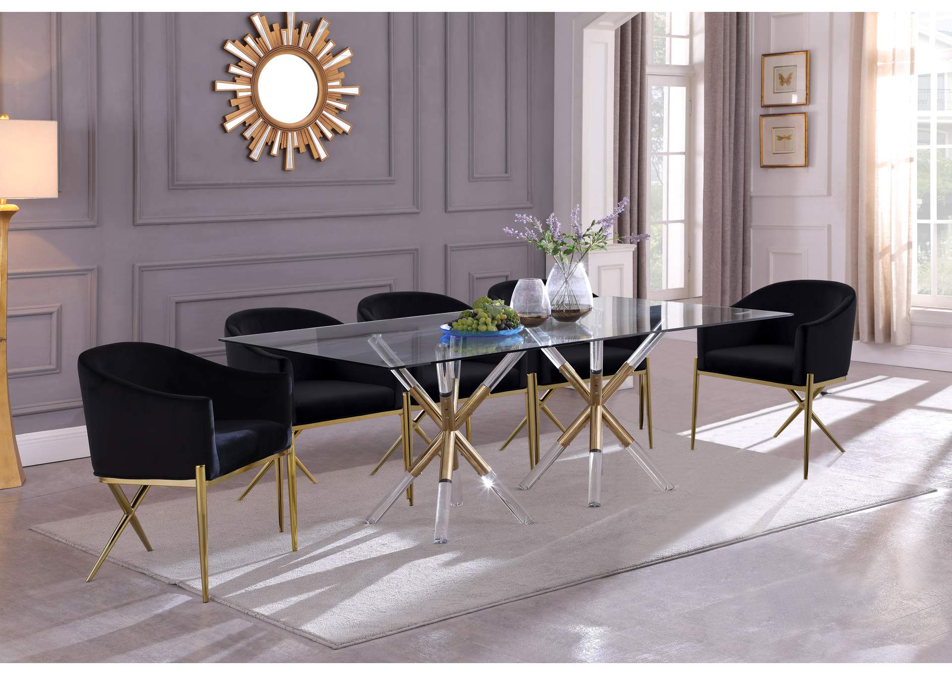 Mercury Acrylic - Gold Dining Table,Meridian Furniture