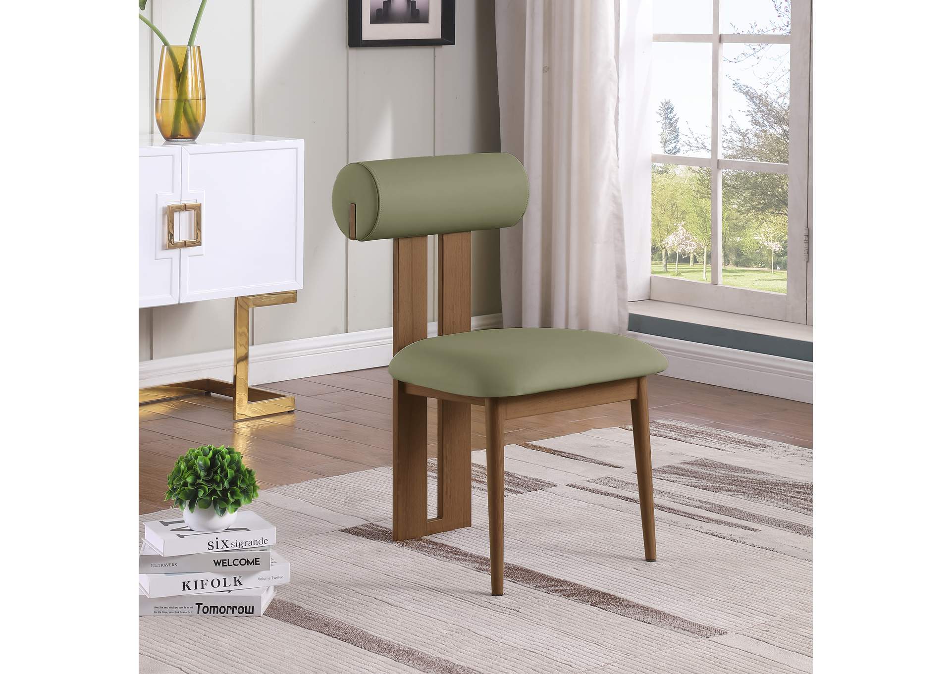 Dario Green Faux Leather Dining Chair Set of 2,Meridian Furniture