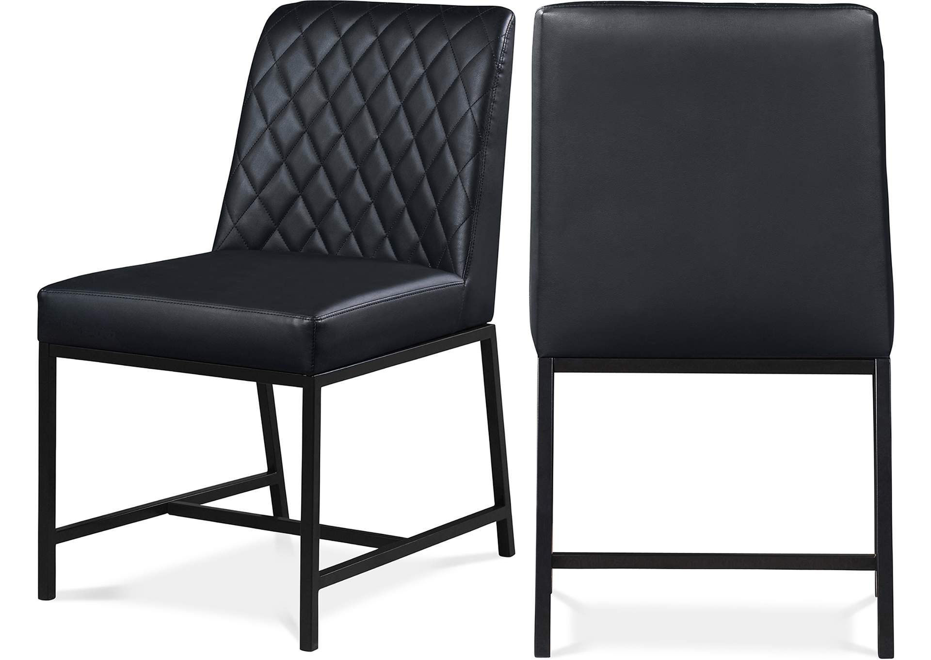 Bryce Black Faux Leather Dining Chairs, Black Leather Parsons Chairs