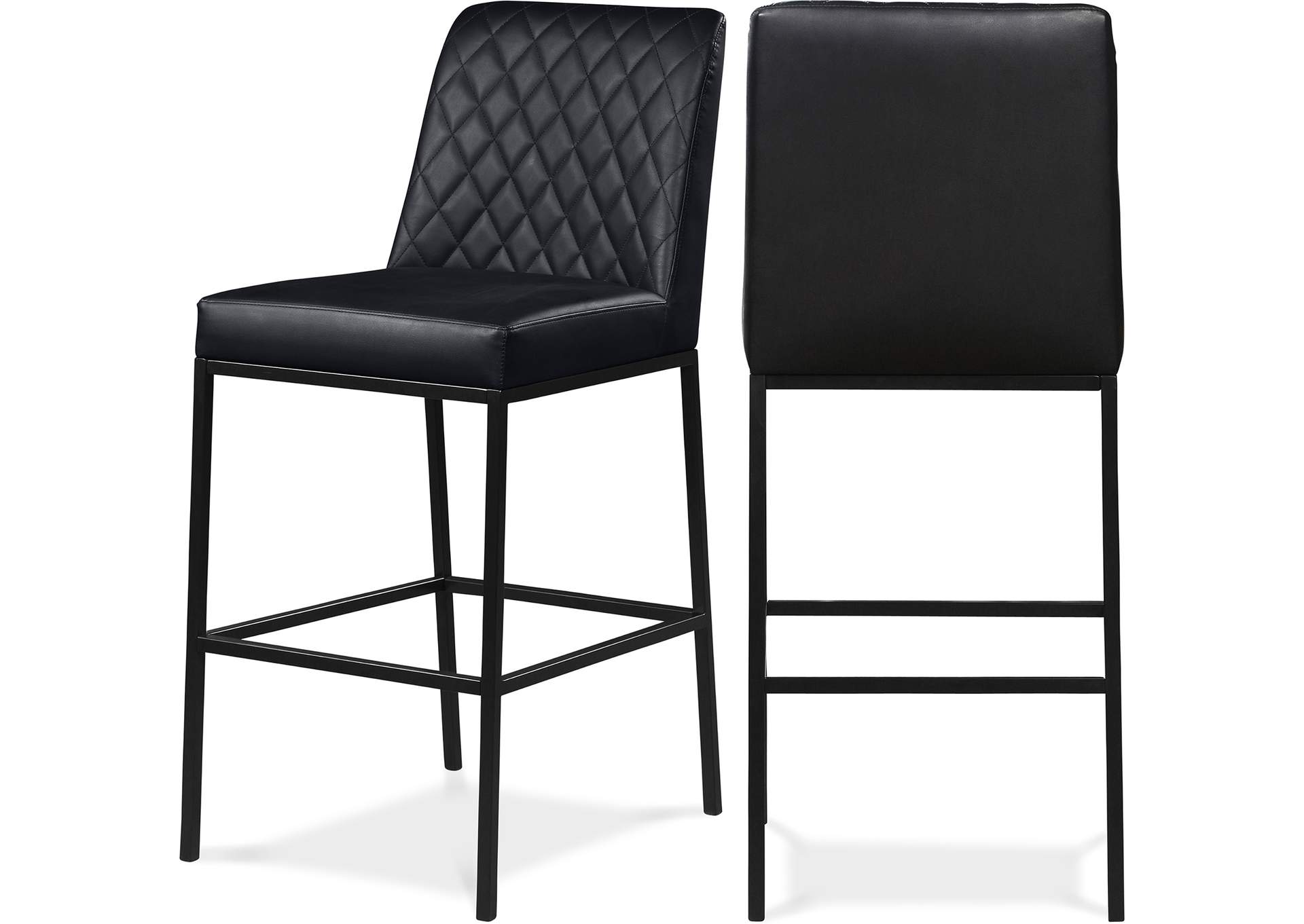 Bryce Black Faux Leather Stool Set of 2,Meridian Furniture