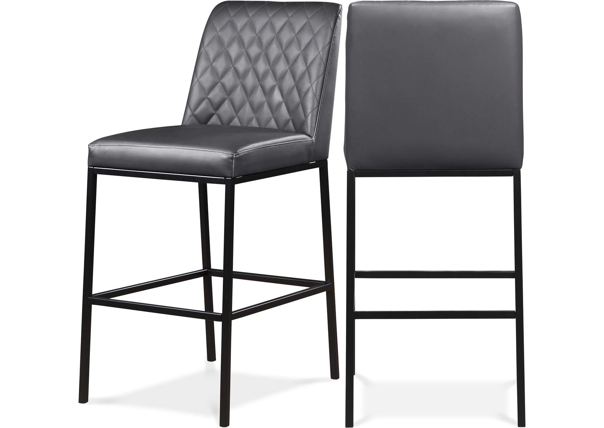 Bryce Grey Faux Leather Stool Set of 2,Meridian Furniture