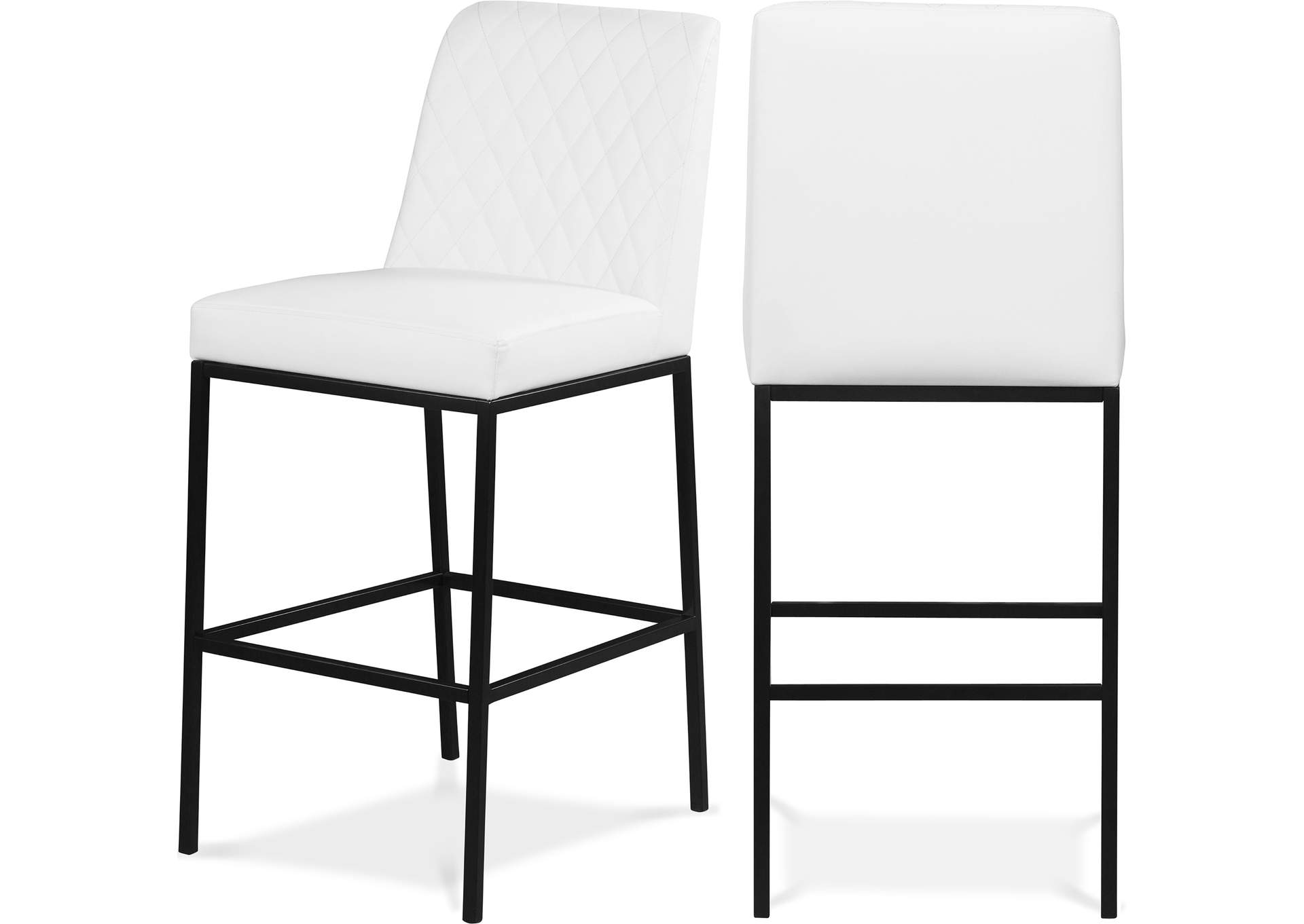 Bryce White Faux Leather Stool Set of 2,Meridian Furniture