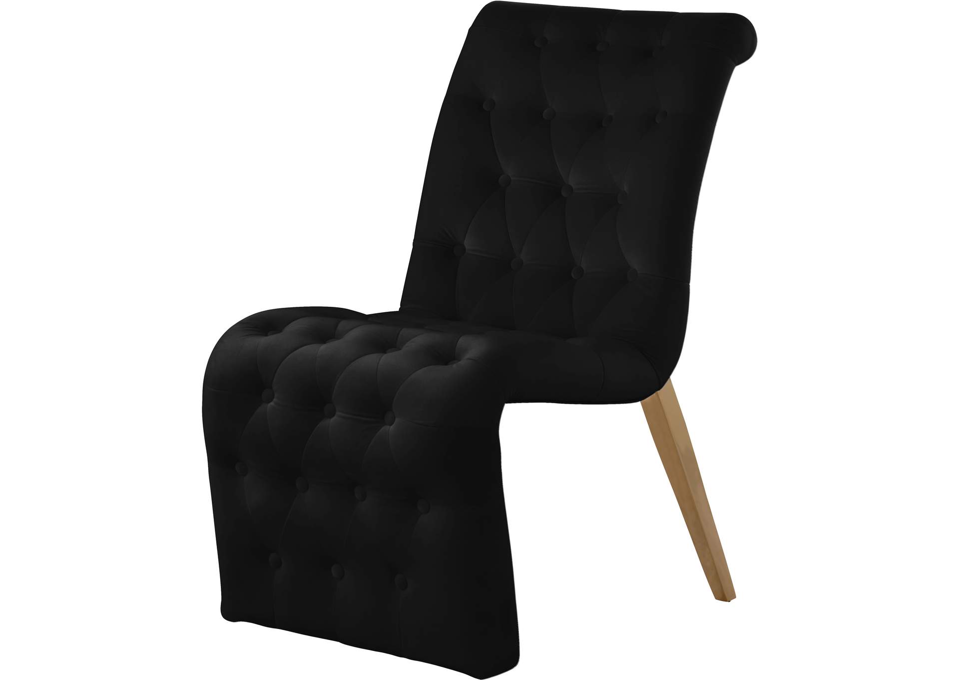 Curve Black Velvet Dining Chair Set of 2,Meridian Furniture