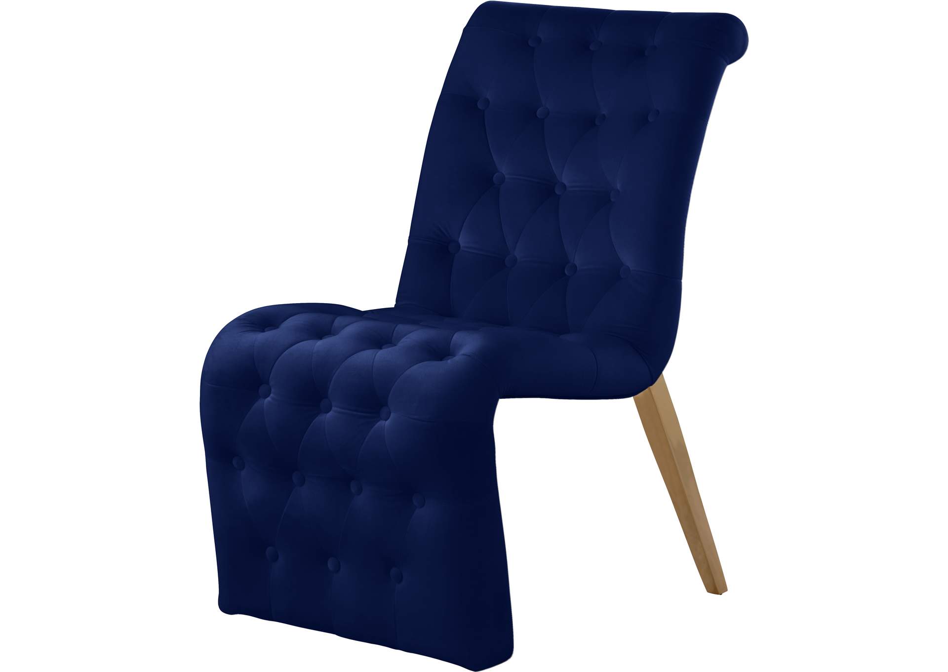 Curve Navy Velvet Dining Chair Set of 2,Meridian Furniture