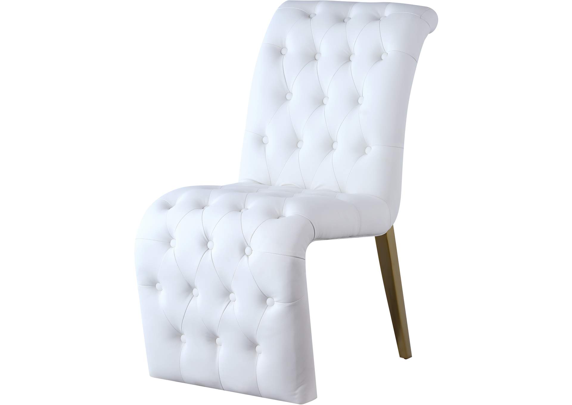 Curve White Faux Leather Dining Chair Set of 2,Meridian Furniture