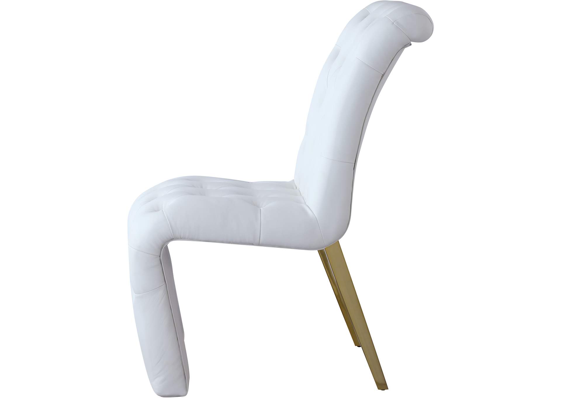 Curve White Faux Leather Dining Chair Set of 2,Meridian Furniture