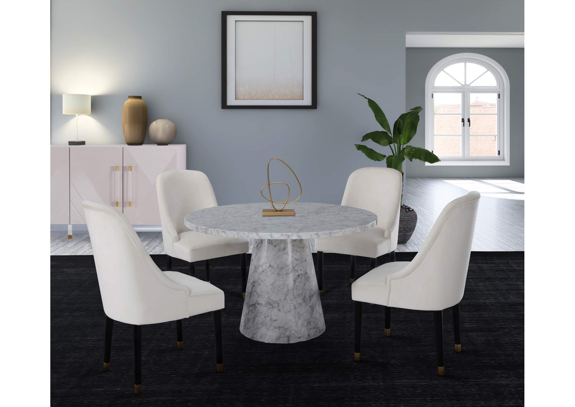 Omni White Faux Marble Dining Table,Meridian Furniture